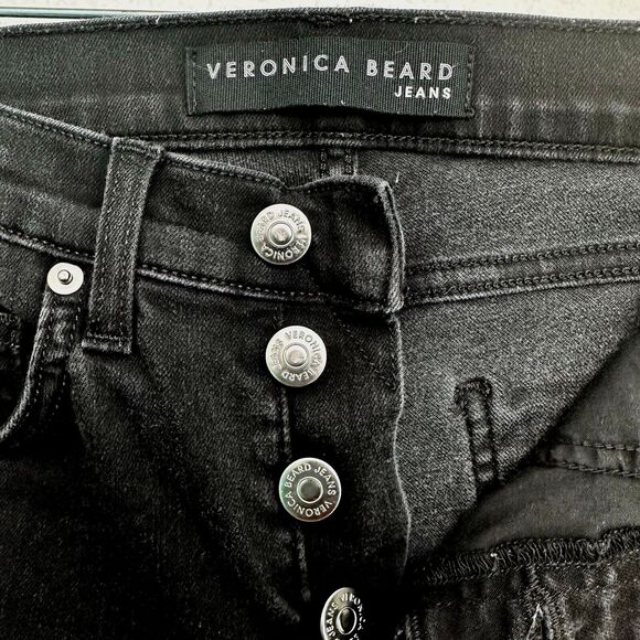 Veronica Beard Jeans 26/2 Debbie Skinny High Rise Black Button Fly Womens - Picture 2 of 11